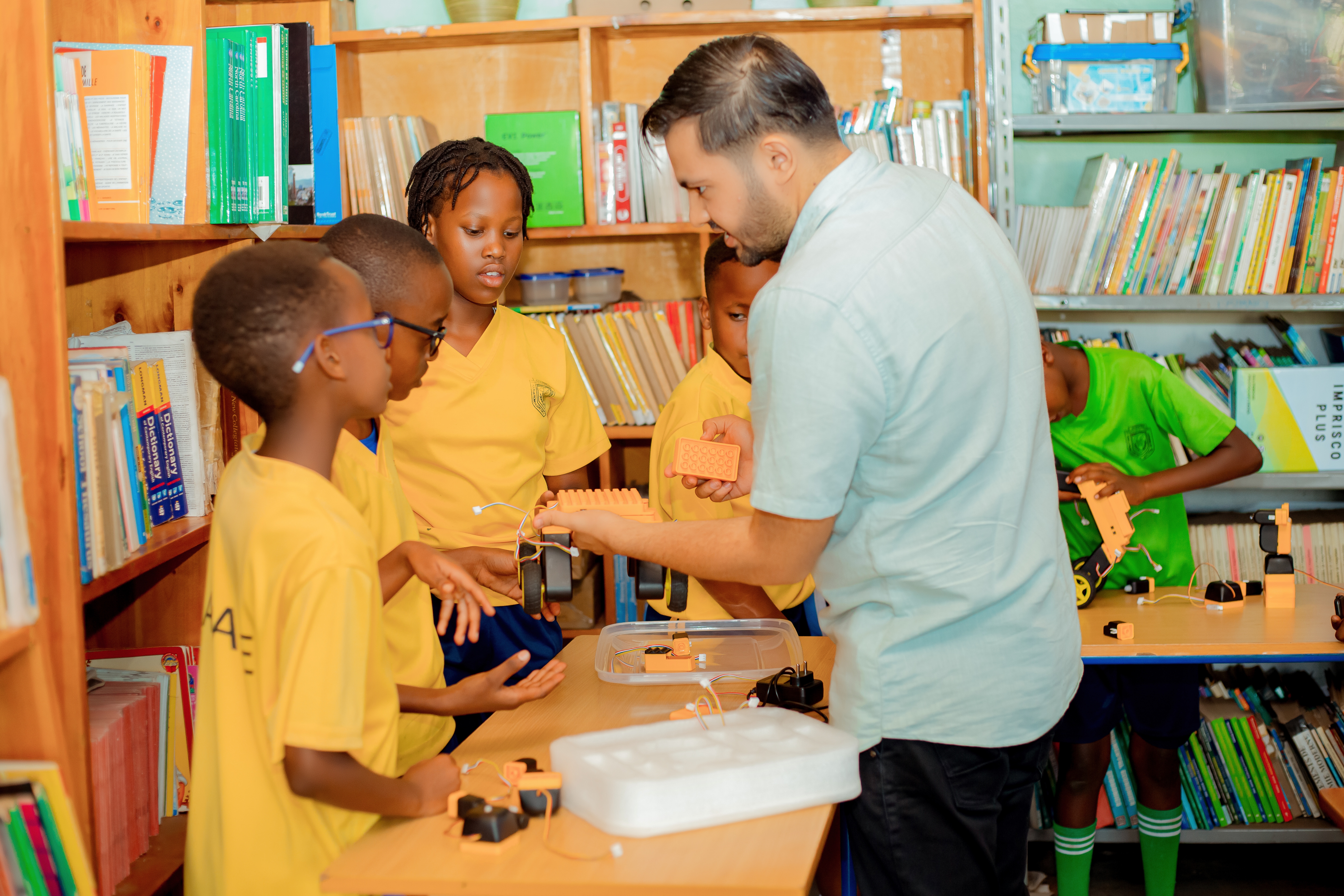 Students with kits